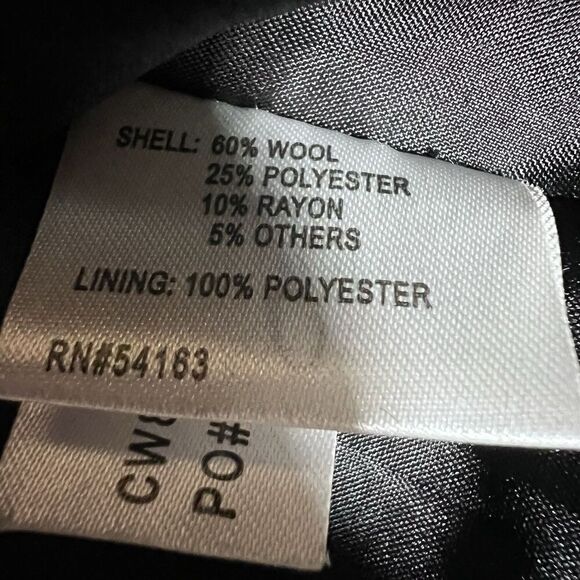 Calvin Klein Black Overcoat Peacoat Button Front Wool Blend Women's Size 10 - Picture 7 of 10